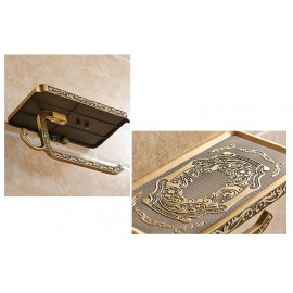 Antique Brass Toilet Roll Holder with Phone Shelf Wall Mounted High Quality