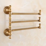 Antique Brass Bathroom Rotatable Towel Rail Bar 3-trier Hanger