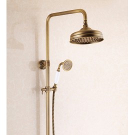 Antique Brass Retro Brushed Bath Shower Mixer Tap Panel Wall Mounted 